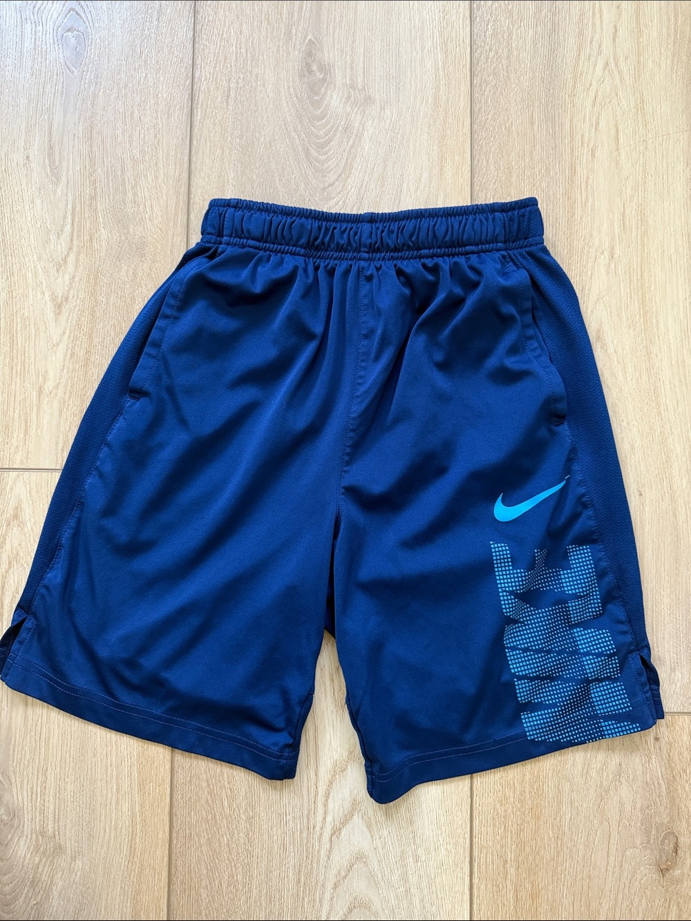 Nike Dri-fit Large Boys' Shorts in Blue with Teal Accent